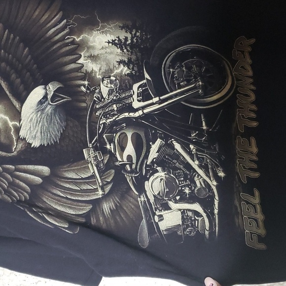 Men's feel the thunder eagle motorcycle black vintage short sleeve tee xl - Picture 8 of 9